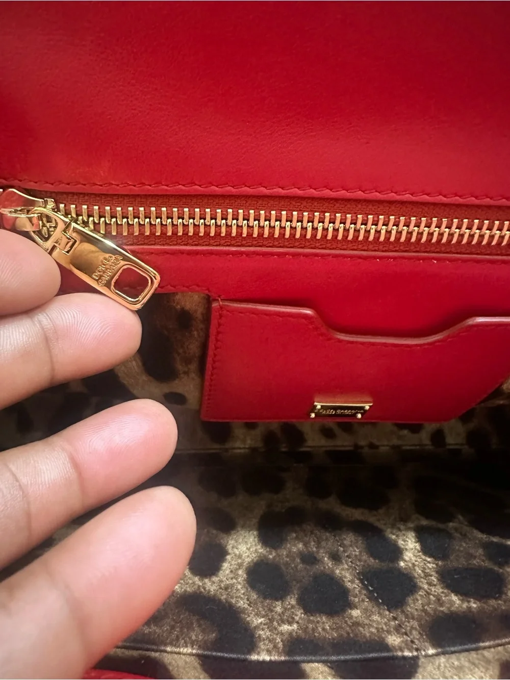 Dolce & Gabbana Red Leather Top-Handle Satchel with Gold Hardware and Studs
